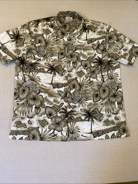 Trader Bay Black & Cream Tropical Print Camp Shirt